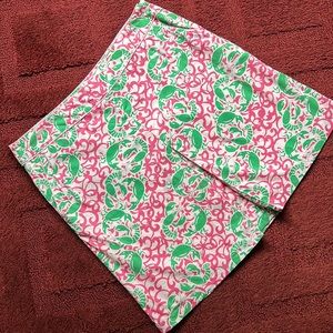 L.L.Bean Pink & Green Lobster & Crab Skirt S 18